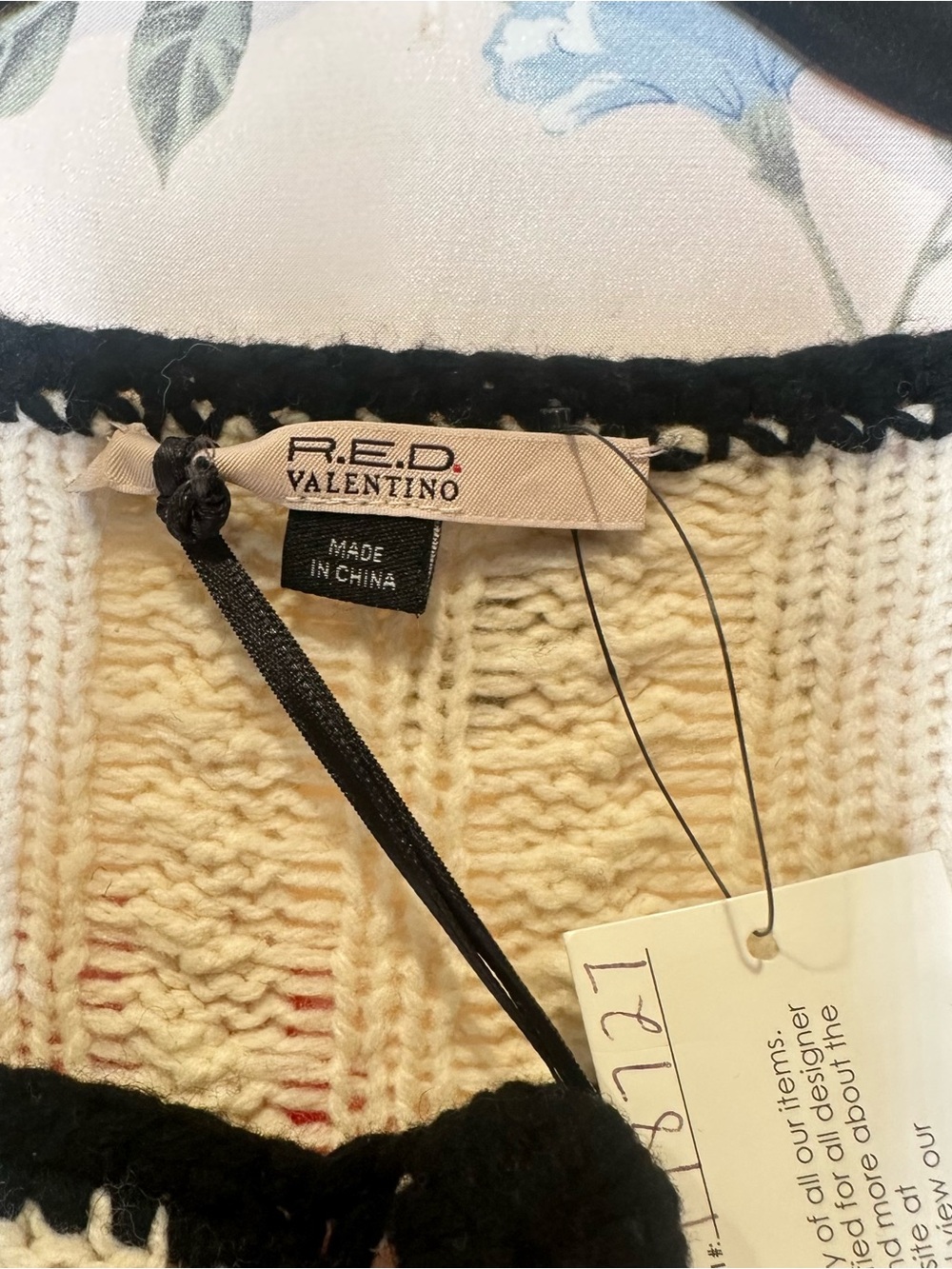 VALENTINO | Authenticated R.E.D.Valentino |Cream Knit Bow-Tie Cardigan | Size 42 - Picture 7 of 11